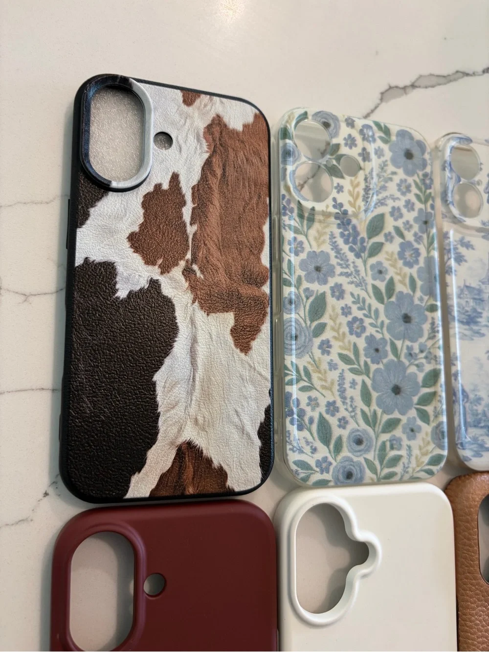 SET OF 8 iPhone 16 Cases - Brown, Beige, White, Floral, Xmas Red, Gold Design